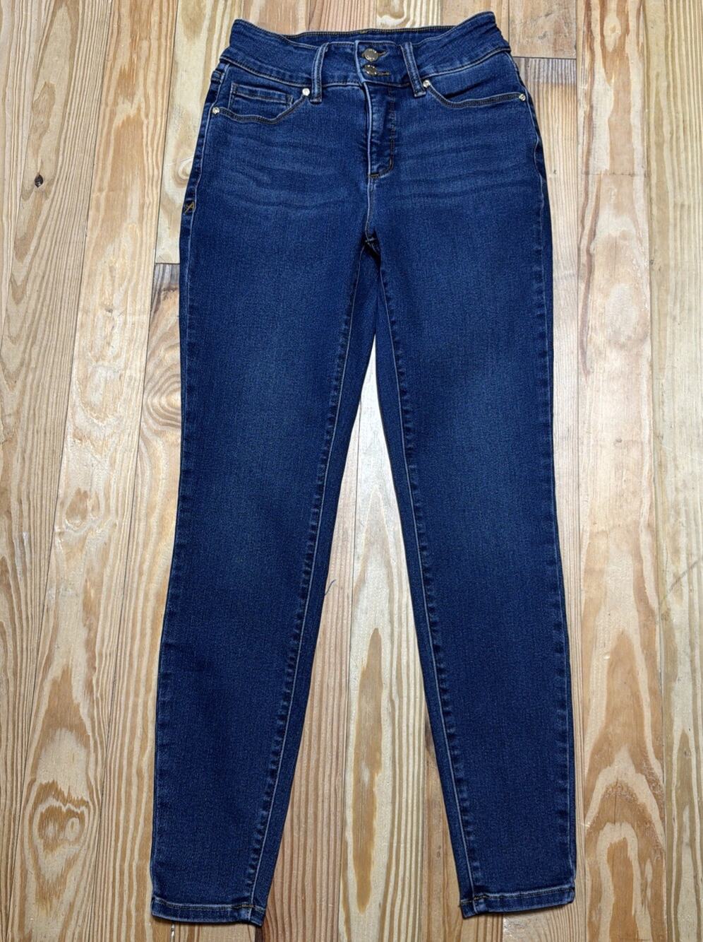 Anne Klein High Rise Skinny Ankle Jeans Womens 2 Blue Denim Dark Wash Stretch